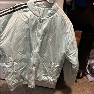 Adidas Mint Green Bomber Jacket with Stripes